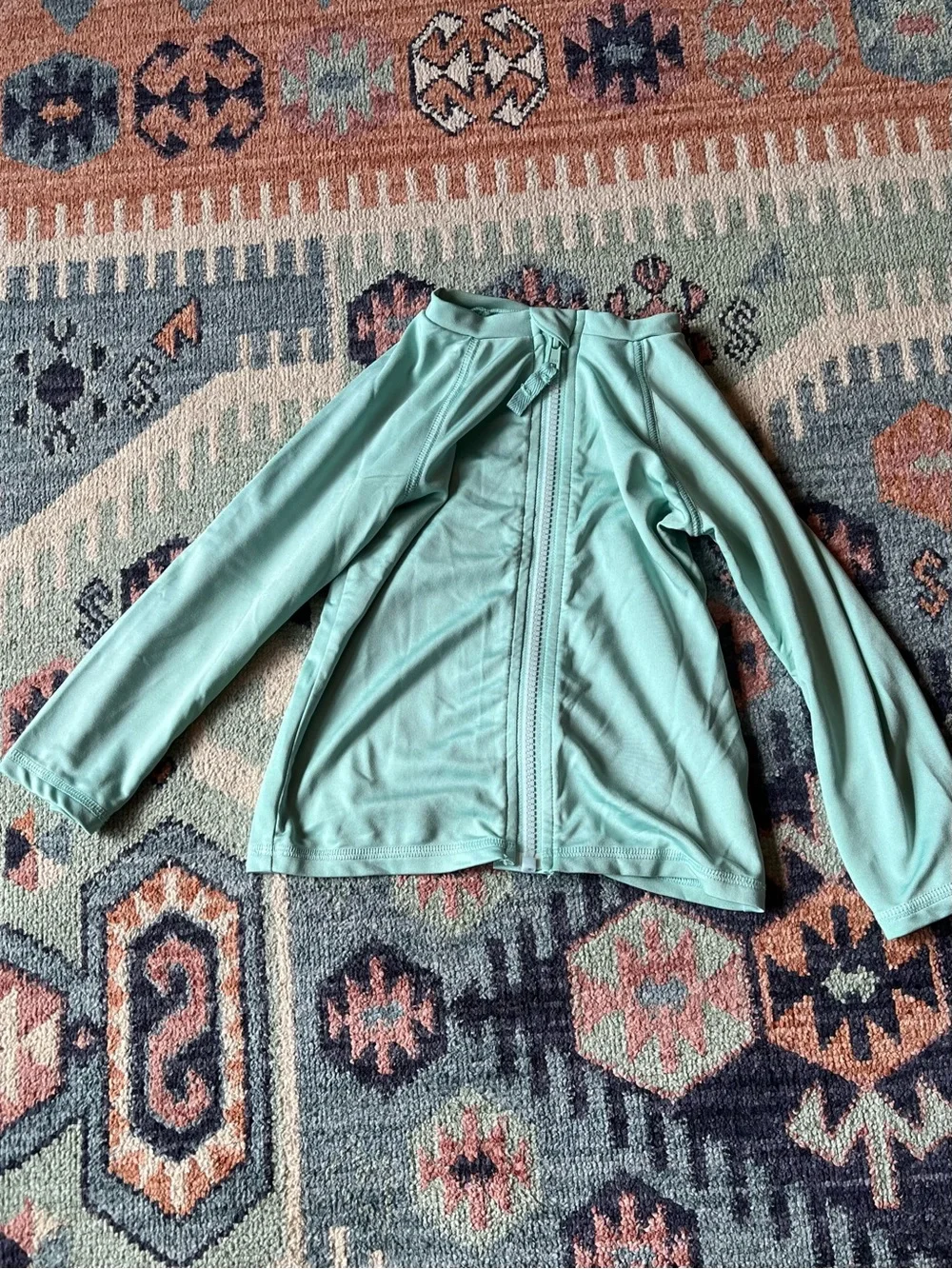 Cat & Jack 3T Mint/Aqua Zip-Up Rash Guard